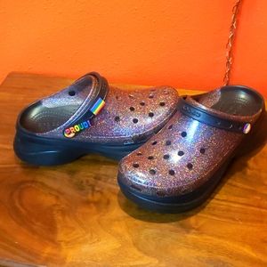 Pride Bae Translucent Glitter Crocs Size 10
